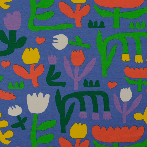 French Terry Stoff bedruckt Blumen