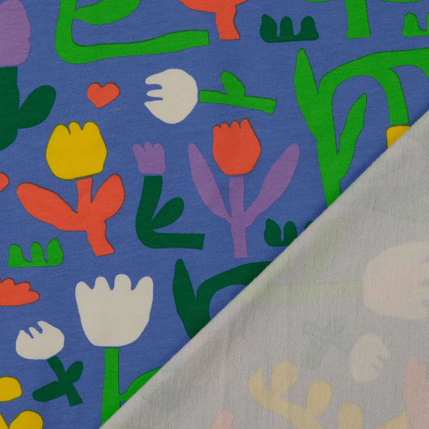 French Terry Stoff bedruckt Blumen