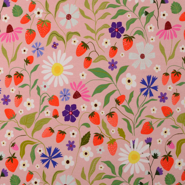 French Terry Brushed Flowers Fruit