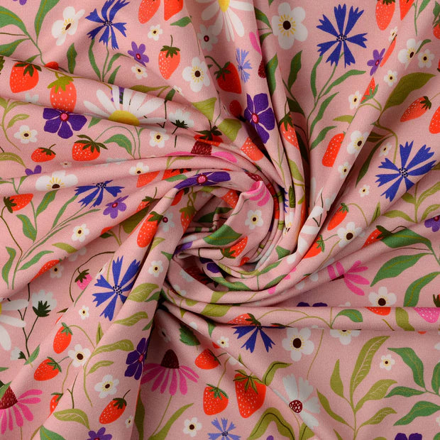 French Terry Brushed Flowers Fruit