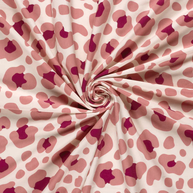 Baumwolljersey Stoff bedruckt Panther Rosa